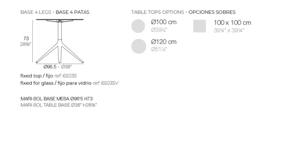 Baza fixa masa exterior Mari-sol Ø96,5x73 cm, din aluminiu diverse finisaje, 65035 - Vondom [2]