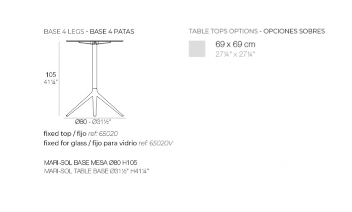 Baza masa exterior Mari-sol din aluminiu h 105 cm, fixa/pentru blat sticla, diverse finisaje, 65020 - Vondom [7]