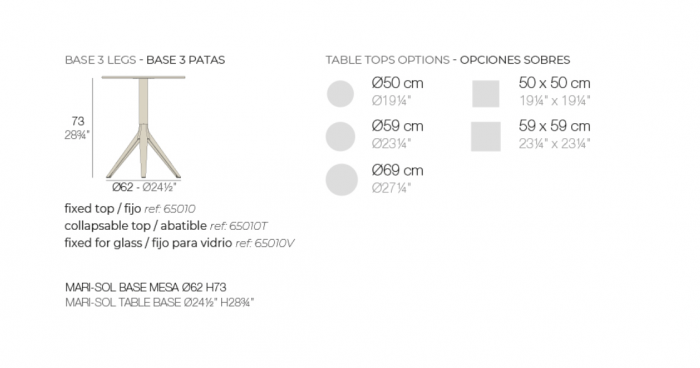 Baza masa exterior Mari-sol din aluminiu h 73 cm, diverse finisaje, 65010 - Vondom [6]
