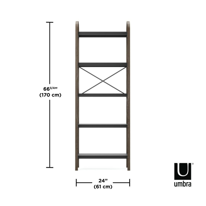 Bibliotecă din Prawdziwe Lemn Negru Nuc, 61x26x170cm, Umbra 1016840-048 [6]