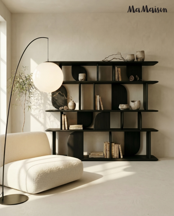 Bibliotecă Nivo 170x35x140 cm, Lemn Mango Negru - MaMaison [5]