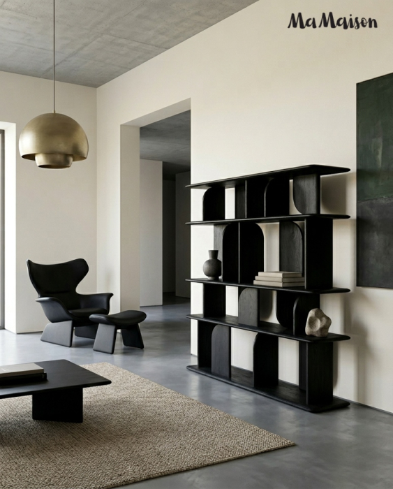 Bibliotecă Nivo 170x35x140 cm, Lemn Mango Negru - MaMaison [9]