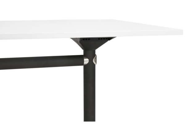 Birou alb cu roti Neves 140x70 cm blat reglabil, pal melaminat / baza neagra si crom, OT00820WH - Kokoon [10]