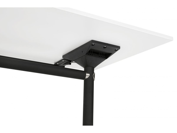 Birou alb cu roti Neves 140x70 cm blat reglabil, pal melaminat / baza neagra si crom, OT00820WH - Kokoon [3]