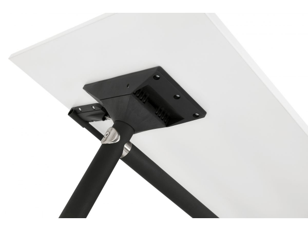 Birou alb cu roti Neves 140x70 cm blat reglabil, pal melaminat / baza neagra si crom, OT00820WH - Kokoon [8]