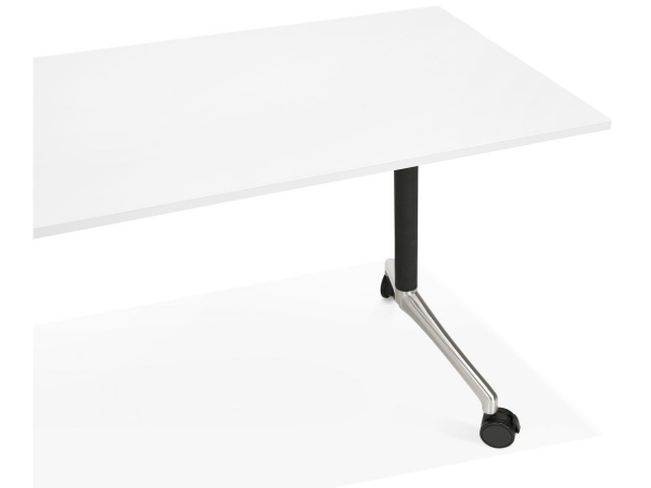 Birou alb cu roti Neves 140x70 cm blat reglabil, pal melaminat / baza neagra si crom, OT00820WH - Kokoon [5]