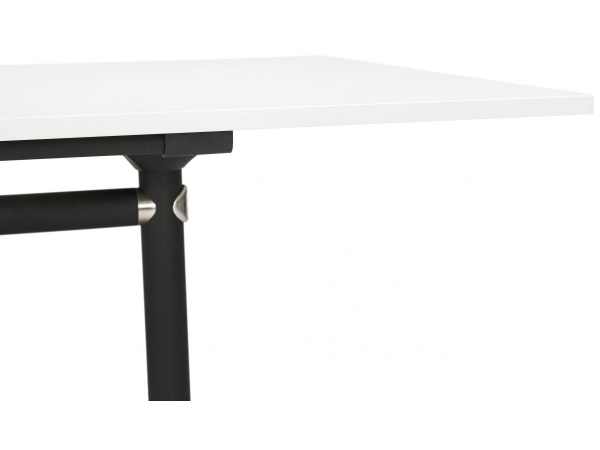Birou alb cu roti Neves 160x80 cm blat reglabil, pal melaminat / baza neagra si crom, OT00840WH - Kokoon [12]