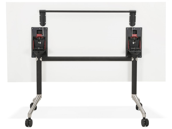 Birou alb cu roti Neves 160x80 cm blat reglabil, pal melaminat / baza neagra si crom, OT00840WH - Kokoon [5]