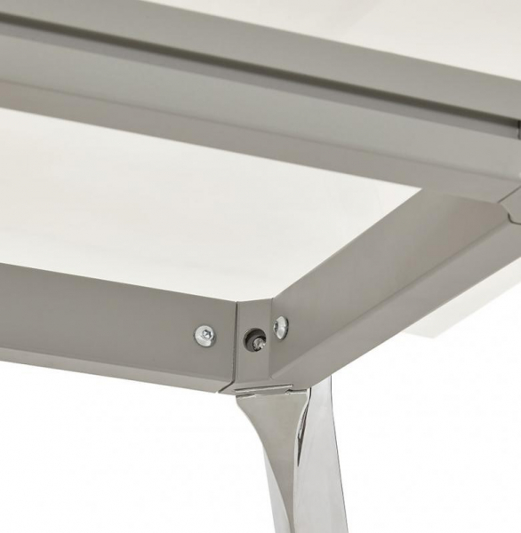 Birou managerial alb Bullet 160x80 cm blat sticla securizata, picioare otel crom, OT00360WH - Kokoon [5]