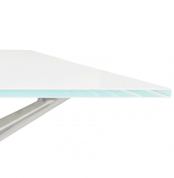 Birou managerial alb Bullet 160x80 cm blat sticla securizata, picioare otel crom, OT00360WH - Kokoon [3]