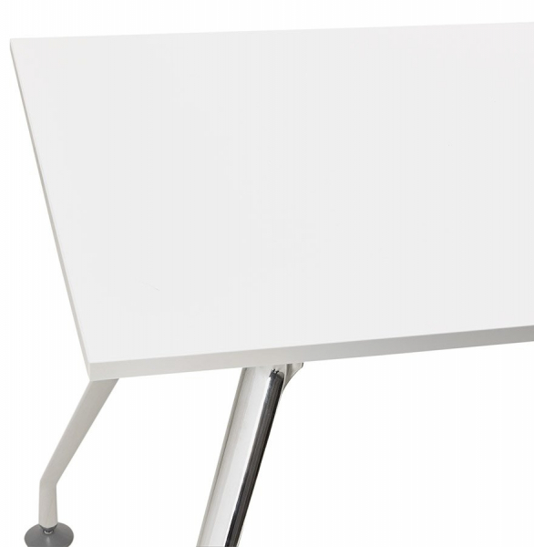 Birou modern alb Bullet II 160x80 cm pal melaminat, picioare otel crom, OT00370WH - Kokoon [4]