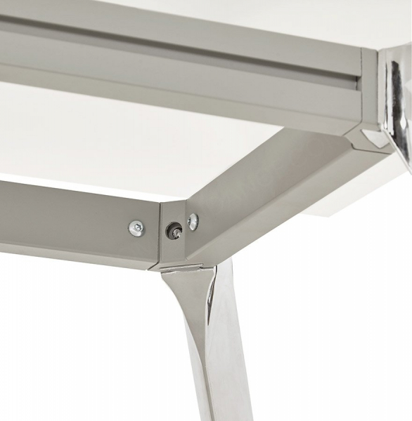 Birou modern alb Bullet II 160x80 cm pal melaminat, picioare otel crom, OT00370WH - Kokoon [7]