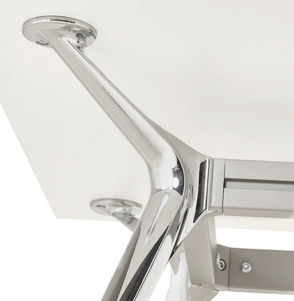 Birou modern alb Bullet II 160x80 cm pal melaminat, picioare otel crom, OT00370WH - Kokoon [6]