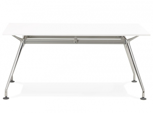 Birou modern alb Bullet II 160x80 cm pal melaminat, picioare otel crom, OT00370WH - Kokoon [2]