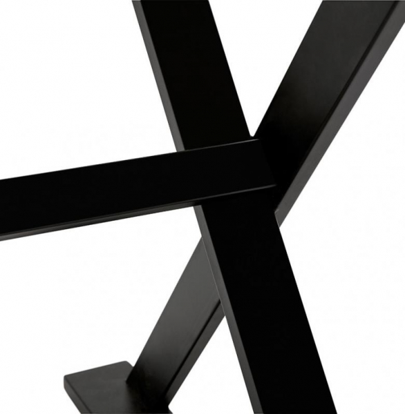 Birou alb premium Xenia 160x80 cm, bat sticla securizata alba, picioare negre metal forma X, OT00630WH - Kokoon [5]