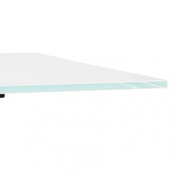 Birou alb premium Xenia 160x80 cm, bat sticla securizata alba, picioare negre metal forma X, OT00630WH - Kokoon [4]