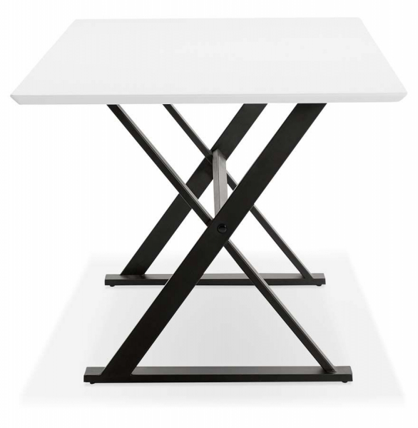 Birou premium alb Xenia 180x90 cm MDF alb, picioare negre metal forma X, stil industrial, OT00650WH - Kokoon [2]