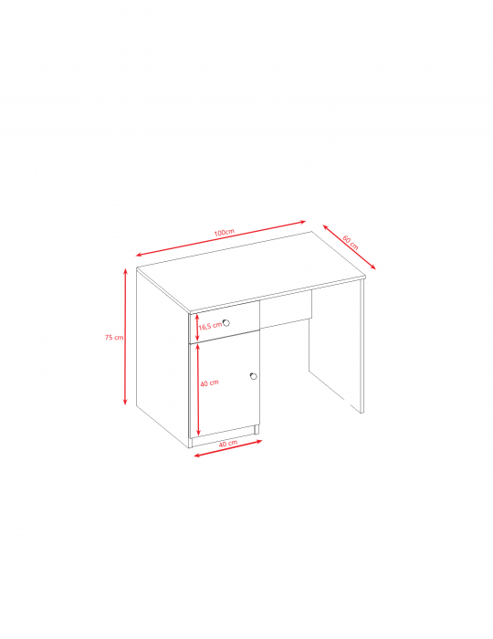 Birou copii Babydream 100 cm MDF alb, cu sertar si spatiu depozitare [4]