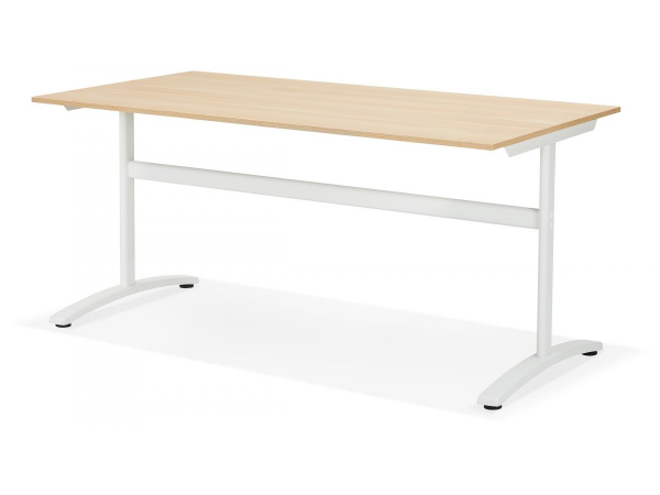 Birou cu blat lemn natur Ovid 160x80 cm, picioare albe metal, OT00800NAWH - Kokoon [2]