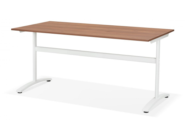Birou cu blat lemn nuc Ovid 160x80 cm, picioare albe metal, OT00810WAWH - Kokoon [5]
