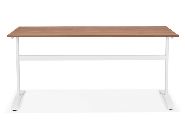 Birou cu blat lemn nuc Ovid 160x80 cm, picioare albe metal, OT00810WAWH - Kokoon [6]