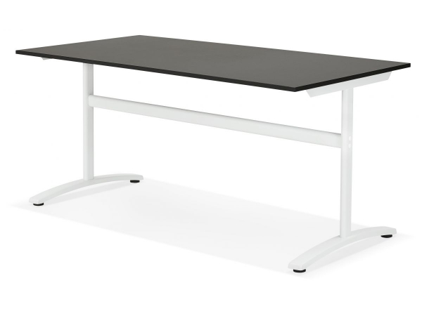 Birou cu blat negru Ovid 160x80 cm, picioare albe metal, OT00790BLWH - Kokoon [3]