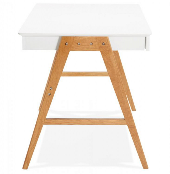Birou stil scandinav Hobbit 120x70 cm cu sertare, MDF alb / picioare lemn stejar, OT00530WH - Kokoon [4]