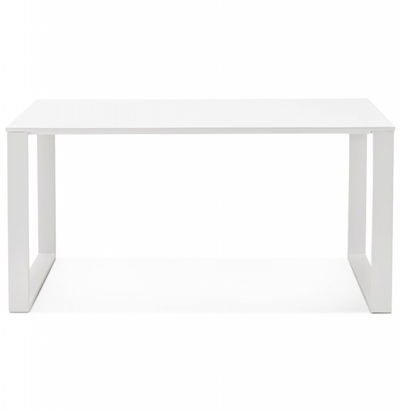 Birou alb lucios Ejo 150x70 cm blat lemn lacuit, picioare albe metal, OT00240WH - Kokoon [2]