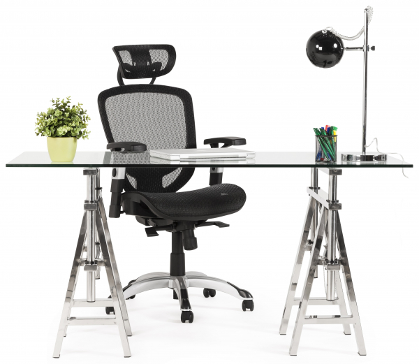 Birou extavagant Vinity 150x70 cm sticla securizata transparenta, picioare otel inoxidabil, OT00130CL - Kokoon [10]