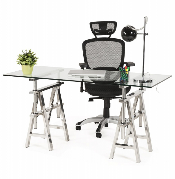 Birou extavagant Vinity 150x70 cm sticla securizata transparenta, picioare otel inoxidabil, OT00130CL - Kokoon [9]