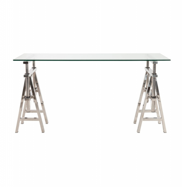 Birou extavagant Vinity 150x70 cm sticla securizata transparenta, picioare otel inoxidabil, OT00130CL - Kokoon [2]