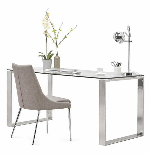 Birou premium Vitro 160x80 cm sticla transparenta securizata, picioare otel, OT00250CL - Kokoon [11]