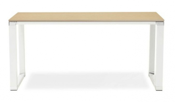 Birou managerial Warner II 160x80 cm, lemn natur pal melaminat, picioare albe otel, OT00540NAWH - Kokoon [2]