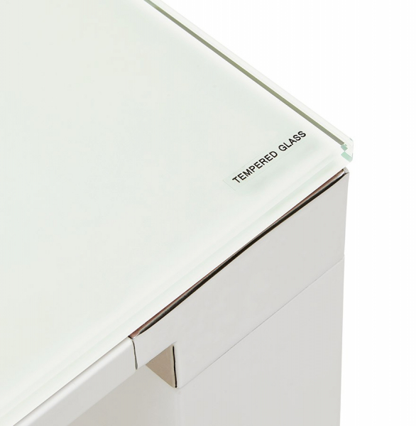 Birou managerial alb Warner III alb 160x80 cm, sticla securizata, picioare albe otel, OT00170WH - Kokoon [6]