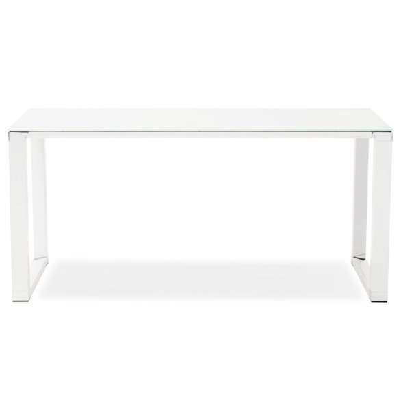 Birou managerial alb Warner III alb 160x80 cm, sticla securizata, picioare albe otel, OT00170WH - Kokoon [2]
