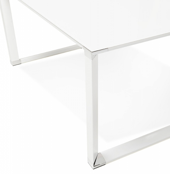 Birou managerial alb Warner III alb 160x80 cm, sticla securizata, picioare albe otel, OT00170WH - Kokoon [5]