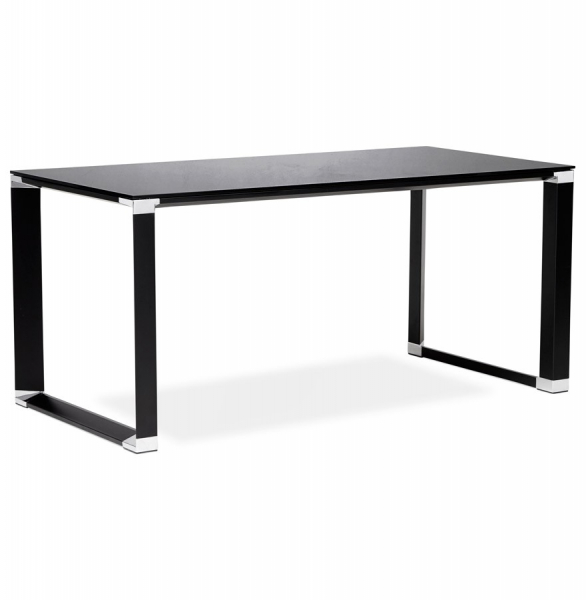Birou managerial negru Warner III 200 x 100 cm, sticla securizata, picioare negre otel, OT01940BLBL - Kokoon [3]
