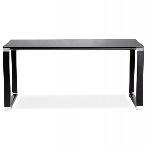 Birou managerial negru Warner III 160x80 cm, sticla securizata, picioare negre otel, OT00190BL - Kokoon [2]