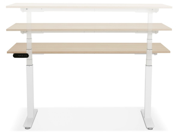 Birou electric lemn natur Valko cu inaltime reglabila, 160x80 cm, picioare albe, OT01210NAWH - Kokoon [5]
