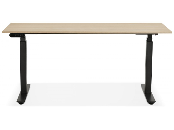 Birou electric lemn natur Valko cu inaltime reglabila, 160x80 cm, picioare negre, OT01150NABL - Kokoon [3]