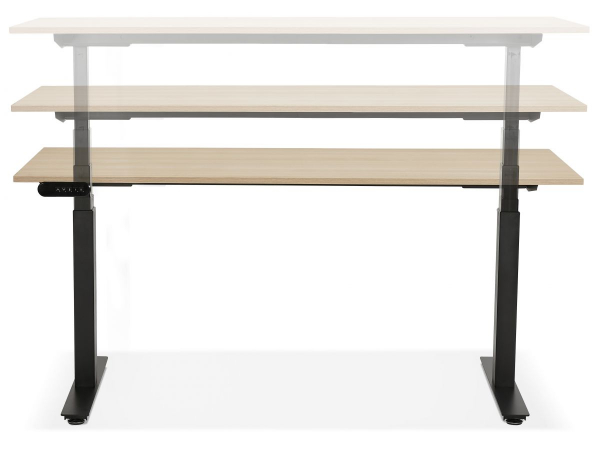 Birou electric lemn natur Valko cu inaltime reglabila, 160x80 cm, picioare negre, OT01150NABL - Kokoon [4]