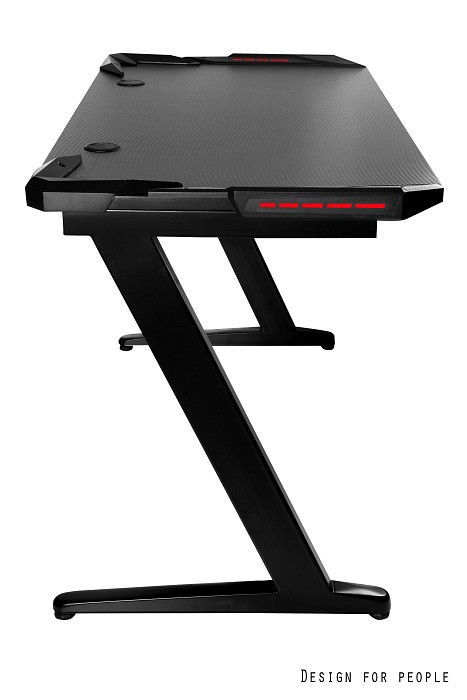 Birou gaming negru cu LED Dynamiq V4, 120x60 cm, picioare din metal si 2 orificii pentru cabluri, CN-1906 - Unique [2]
