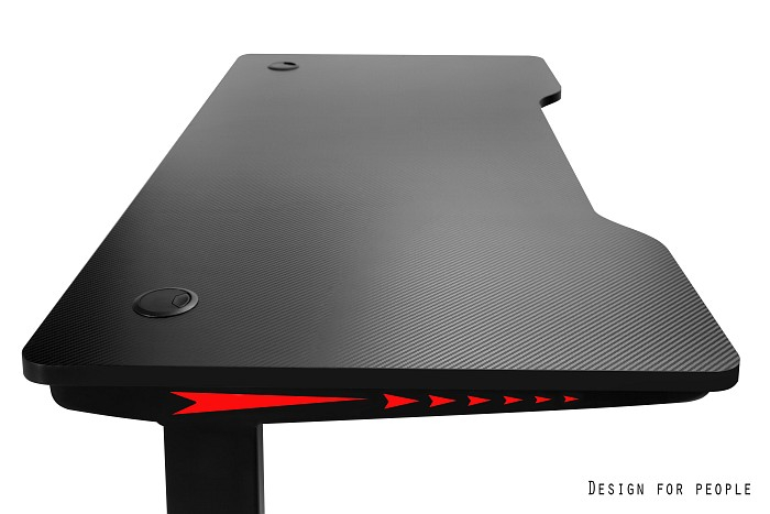 Birou gaming negru cu LED Dynamiq V6, 120x60 cm, picioare din metal si 2 orificii pentru cabluri, CN-1908 - Unique [2]