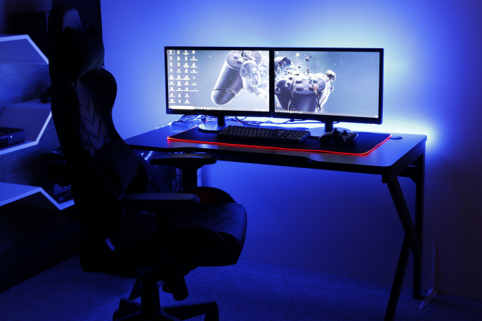 Birou gaming negru Dynamiq V2, 120x60 cm, picioare din metal si 2 orificii pentru cabluri, CN-1909 - Unique [3]