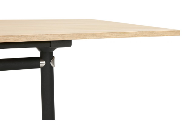Birou lemn natur cu roti Neves 140x70 cm blat reglabil, pal melaminat / baza neagra si crom, OT01090NA - Kokoon [6]