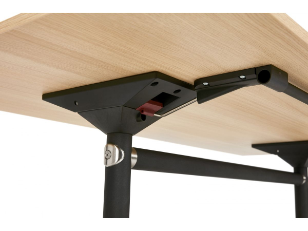 Birou lemn natur cu roti Neves 140x70 cm blat reglabil, pal melaminat / baza neagra si crom, OT01090NA - Kokoon [7]