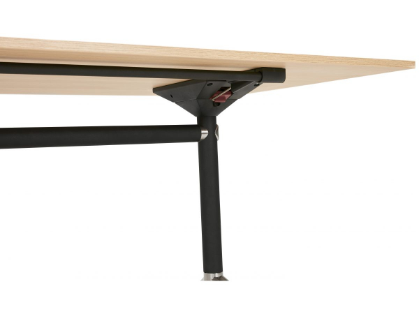 Birou lemn natur cu roti Neves 140x70 cm blat reglabil, pal melaminat / baza neagra si crom, OT01090NA - Kokoon [4]