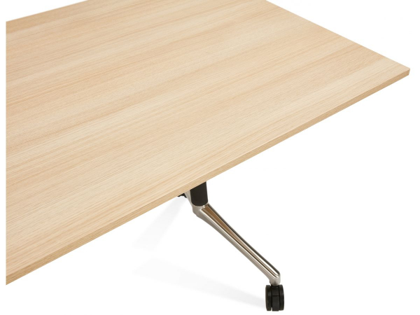 Birou lemn natur cu roti Neves 160x80 cm blat reglabil, pal melaminat / baza neagra si crom, OT00850NA - Kokoon [6]