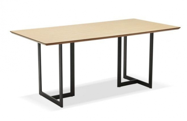 Birou premium lemn natur Maral 180x90 cm MDF furnir natural, picioare negre metal, OT00730NA - Kokoon [4]