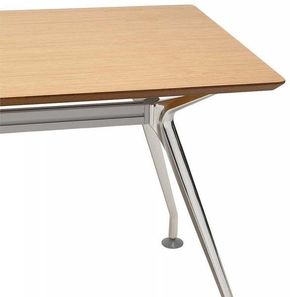 Birou managerial Milo 150x70 cm MDF furnir lemn natur, picioare otel crom, design modern, OT00390NA - Kokoon [4]
